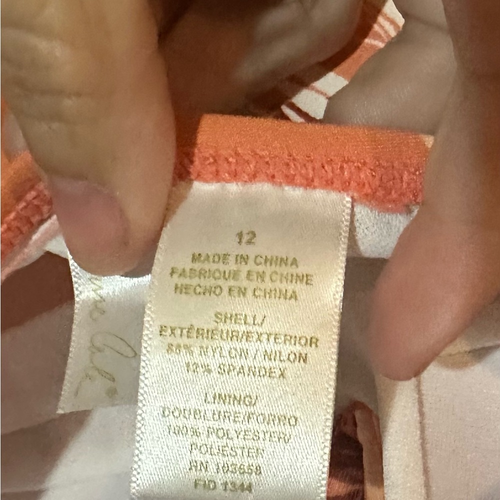 Anne Cole Orange and Brown One Piece Swimsuit with Sweetheart Neckline - Picture 5 of 7